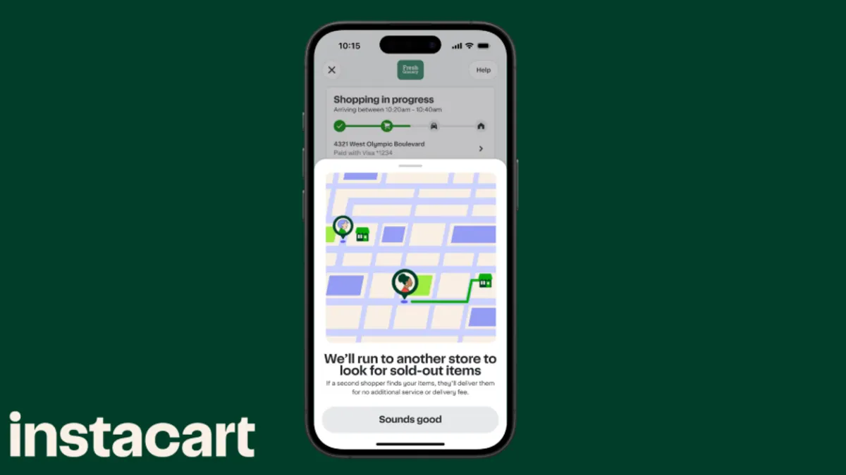 A screenshot of Instacart's app.